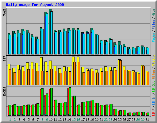 Daily usage for August 2020