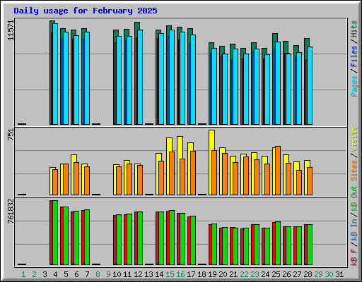 Daily usage for February 2025