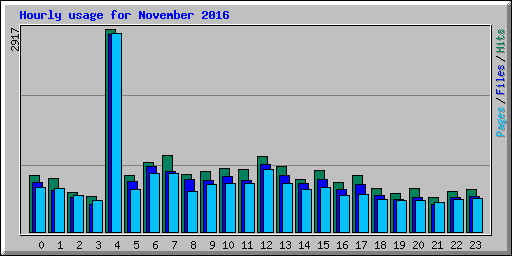 Hourly usage for November 2016